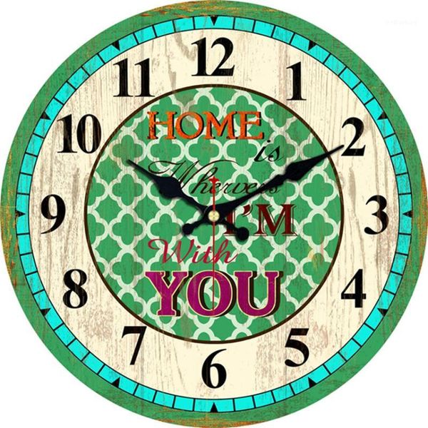 

wall clocks rihe home four-leaf clover vintage wooden cardboard clock, european retro clock for chic office cafe decor 40cm1