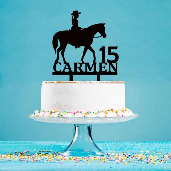 

personalized name age girl riding horse cute cake er for girls birthday party cake decoration er yc095