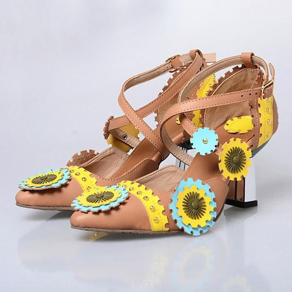 

genuine leather women dress pumps pointed toe embroidered high heels wedding shoes woman gladiator studded zapatos mujer, Black