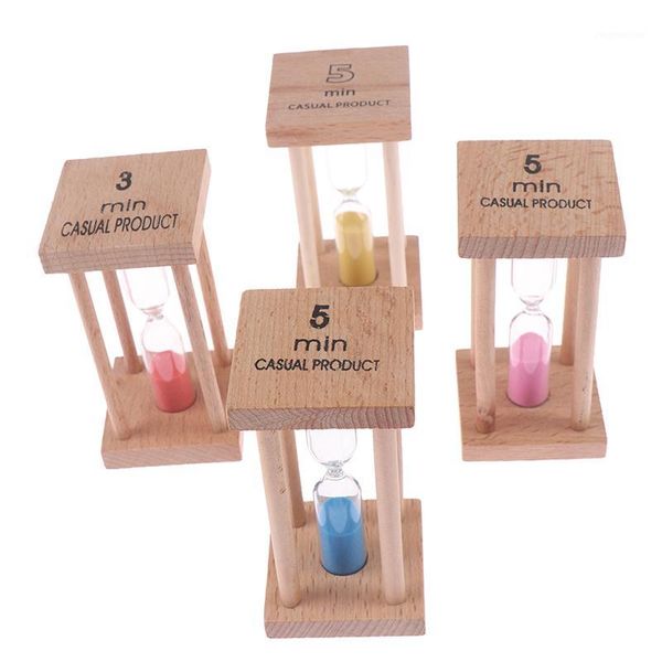

other clocks & accessories 1/3/5min desksand clock timers sandglass hourglass timer home decor gift kitchen wooden decoration1