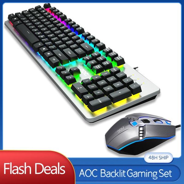 

gaming backlight usb wired keyboard mouse set mechanical feeling kepads 3d ergonomic mice 1600dpi pc lapkeyboard for