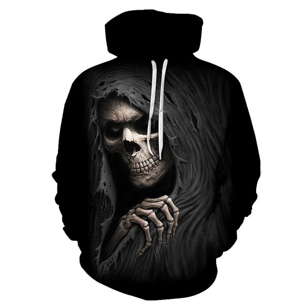 

print reaper new hoodies grim fashion skulls men/women hooded 3d black sweatshirts hoody hip hop male jacket