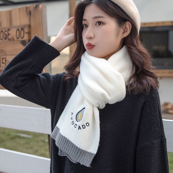 

scarf winter cute girl korean version versatile student wool knitting warm thickening 2020 neck fried street white, Blue;gray