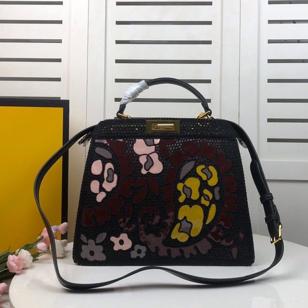 

lady crossbody tote handbag shoulder strap bag women embroidered handbag high leather handle bag with ff