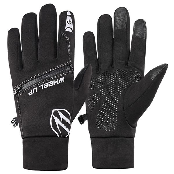 

winter warm cycling full finger touchscreen bicycle anti-slip waterproof outdoor bike skiing motorcycle gloves, Blue;gray