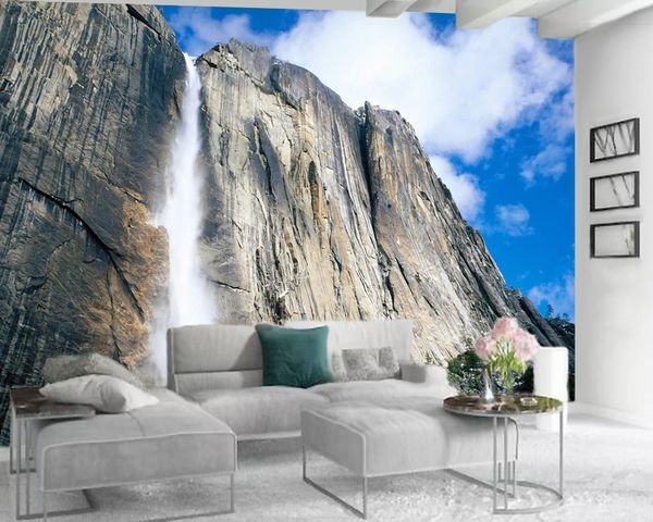 

custom luxury 3d wallpaper 3d modern wallpaper beautiful alpine waterfall romantic landscape decorative silk 3d mural wallpaper