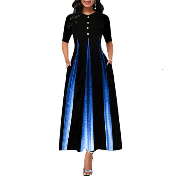

plus size womens vintage swing long dress half sleeve evening party a line 2021 ladies elegant print maxi dresses s 5xl, Black;gray