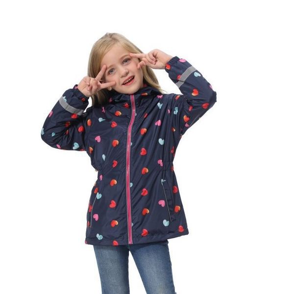 

waterproof fashion hooded print fleece child coat baby girls jackets children outerwear kids outfits for height of 98-152cm c1012, Blue;gray
