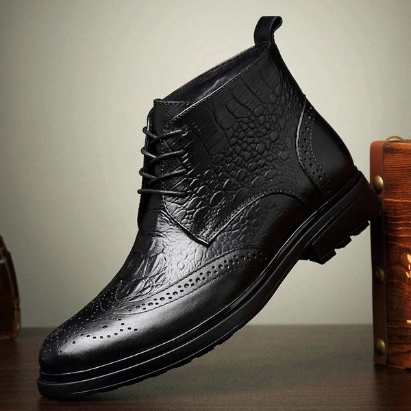 

men boots cow genuine leather high quantiy ankle boots men's casual boots brogue men's walking comfortable shoes big size 47 s5 #s