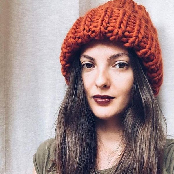 

women knitting hat winter warmer ear thick soft beanie ski cap fashion lady bonnet skullies beanies chunky knitted rib hats, Blue;gray