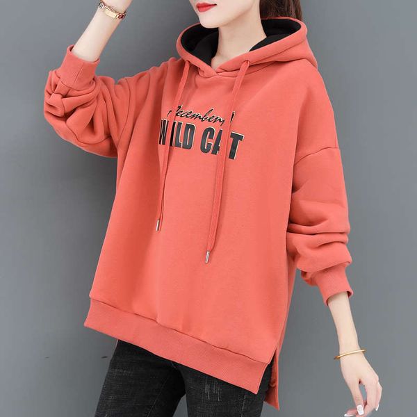 

plush and thickened sweater women's autumn / 2020 new fashion winter clothes split coat fashionable foreign style hoodie top, Black