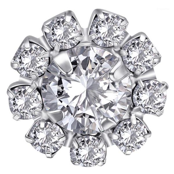 

1 pair elegant crystal stud earrings shine sun flower style eardrop alloy earrings for women jewelry accessories1, Golden;silver