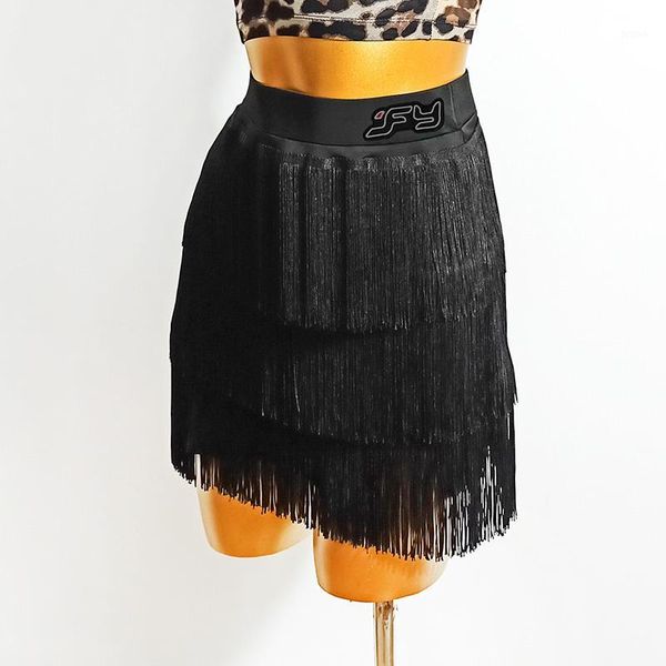 

latin dance skirt women new style elegant tassel skirt split short dance practice clothes1, Black;red