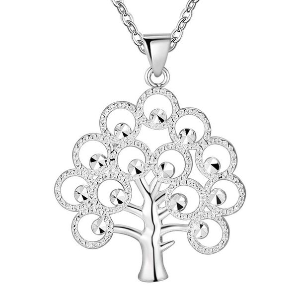

wholesale tree silver color jewelry charm cute women wedding shiny necklace classic style 18inches nice gift ln034 h bbytgt