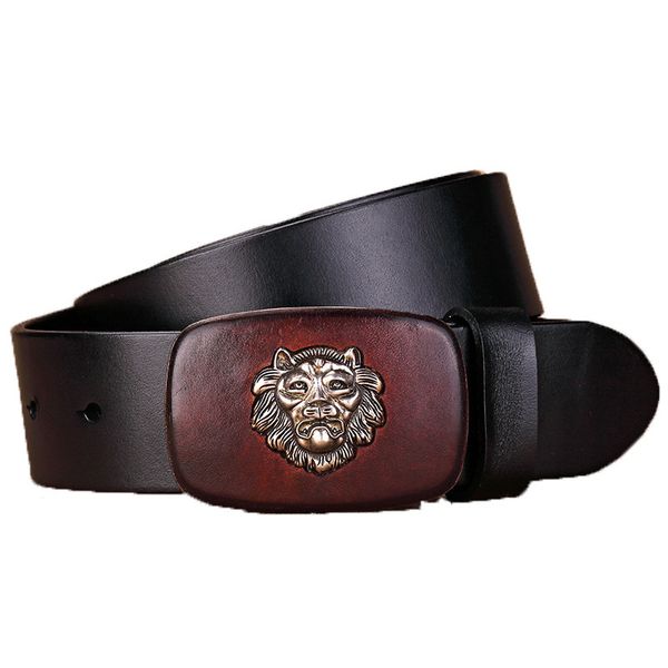 

ta-weo) retro men genuine leather belts, embossed alloy smooth buckle women belt 201110, Black;brown