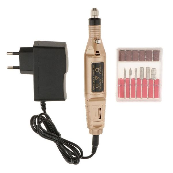 

protable mini electric file nail drill manicure machine kit set eu plug gold high quanlity