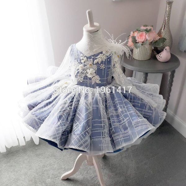 

classic tulle flower girl dress with bow lace appliques long sleeve for wedding birthday ball gown first holy communion dresses, Red;yellow