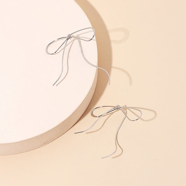 

earrings cool net south korea red style bow niche design simple and versatile new ear accessories in winter, Silver