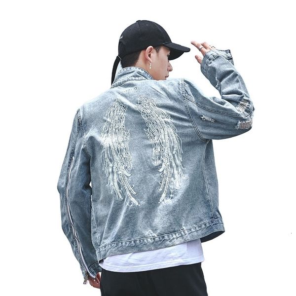 

fujian factory embroidery patchwork denim man jacket coat men