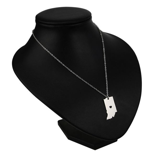 

europe and the united states stainless steel indiana map pendant necklace, Silver