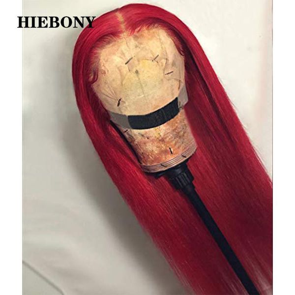 

red straight 13x4 lace front human hair wigs with baby hair 14-26 inch deep part lace front wigs bleached knots pre plucked, Black;brown