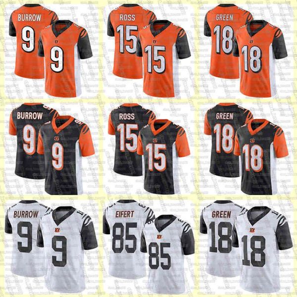 

cincinnati bengals 9 joe burrow jersey 85 tee higgins 18 a.j. green 28 joe mixon 97 geno atkins 85 tyler eifert jerseys, Black;red