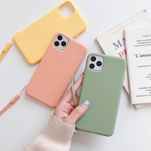 

for iphone 11 pro x xs xr max 6 6s 7 8 plus shell fashion with wrist candy lanyard soft case phone cover back protect funda pink