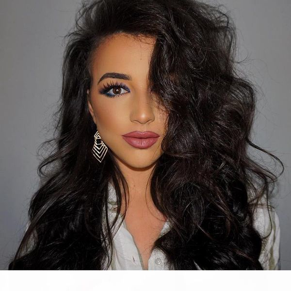 

hc human hair 3 bundles brazilian body wave with frontal closure 13*4 ear to ear lace frontal closure with bundles nonremy, Black