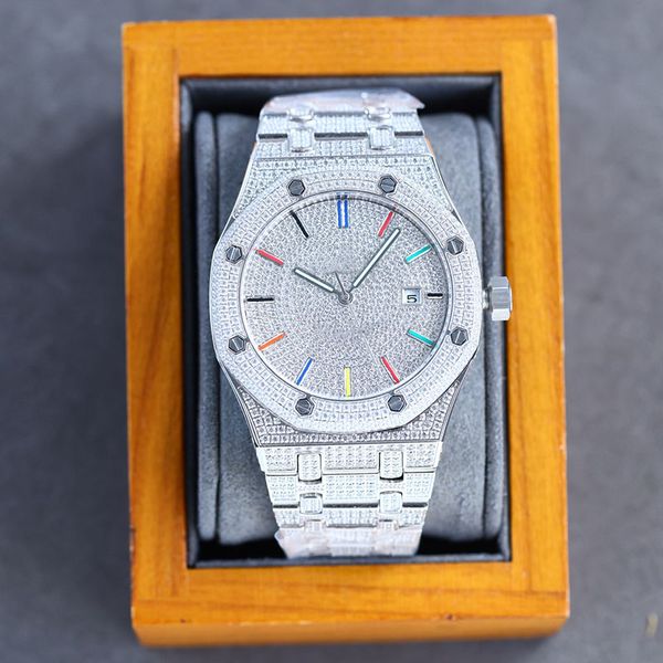 

boutique mens watch automatic mechanical watches 40mm diamond wristwatch sapphire mirror stainless steel strap classic wristwatches gift for, Slivery;brown