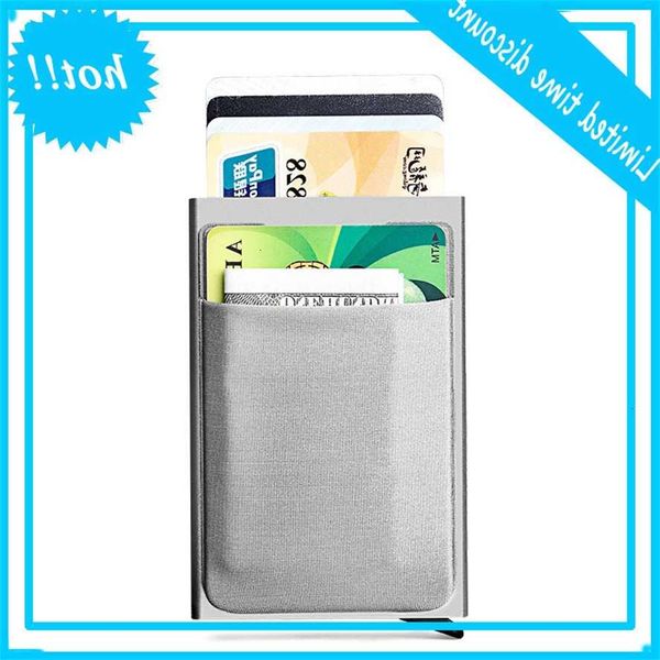 

credit card holder case aluminium with elasticity back pocket rfid dunne metals wallet cases id cardholder, Red;black