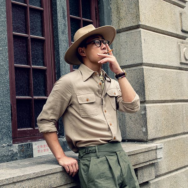 

soarin american style work clothes cotton men may kaji business casual slim suit shirt summer