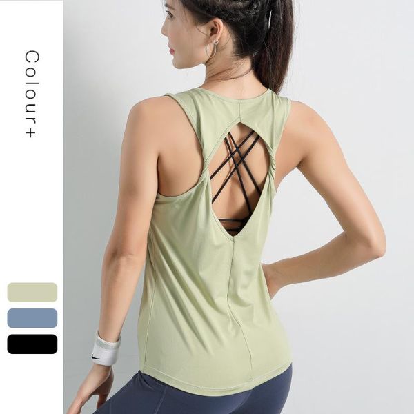 

yoga women summer fitness crop sleeveless o neck black blue green loose fashion t shirts kg-222, White;red