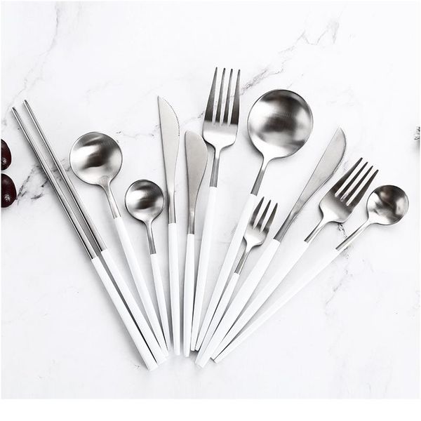 

upscale food tableware set stainless steel butter knives chopstick steak knife fork coffee spoon teaspoon silverwaresets jlljge