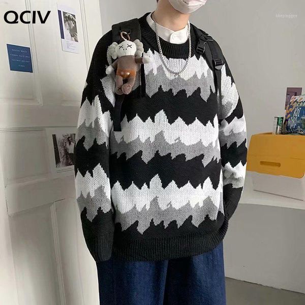 

men's sweaters winter sweater men's warmth fashion retro casual knitted pullover men wild loose korean knitting mens clothes -2xl, White;black