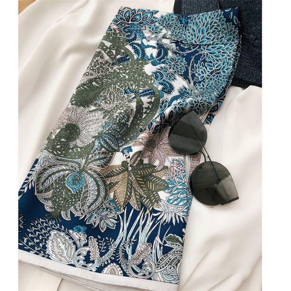 

stunning blue prints 100% silk scarf hijab head for women fashion scarves shawl foulard 35" y201007, Blue;gray