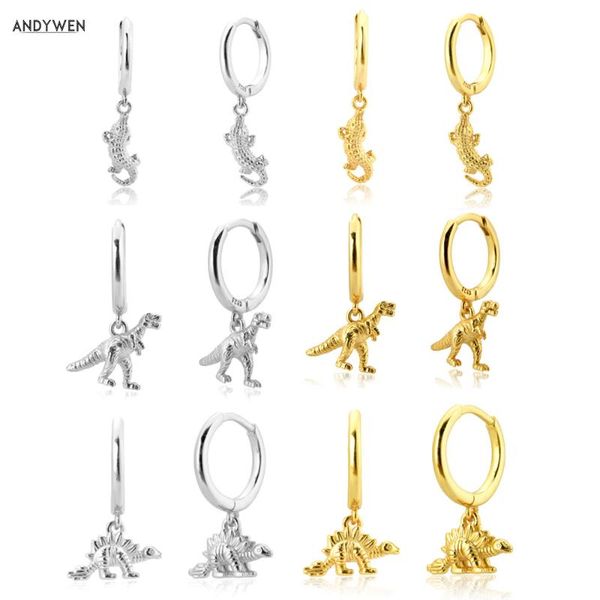

dangle & chandelier andywen 925 sterling silver lizard pendant dinosaur piercing pendiente drop earring 2021 animal rock punk gold collectio
