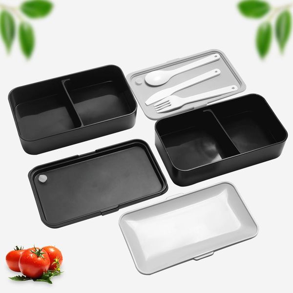 

двойные слои microwavable lunch box прямоугольные bento коробки контейнеры для пищевых продуктов отсек для хранения pp корпус с seal bbyypb