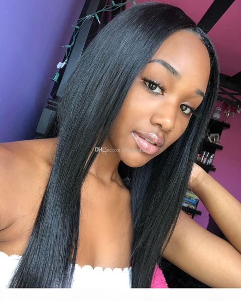 

human hair lace front wigs for black women brazilian straight lace frontal human hair wig pre-plucked hairline with baby hair natural color, Black;brown