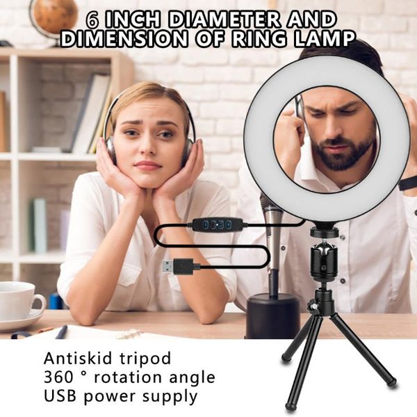 

6inch mini led desktop video ring light селфи лампа с треногой usb plug для youtube live photo фото студия g3