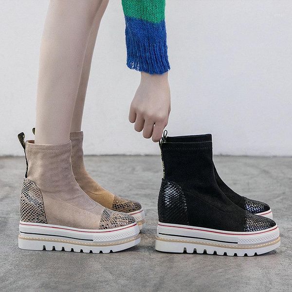 

boots women's increased autumn thick bottom 2021 splicing models slim fashion women england foot shoes1, Black