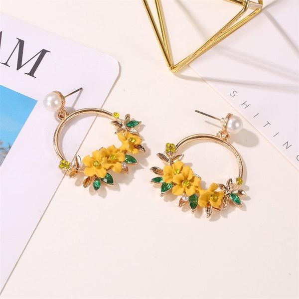 

pinkdudu женщины ins сладкий сплав картина цветок серег женский о себе 4 цвета boho серьги ювелирных изделий способа og045, Golden;silver