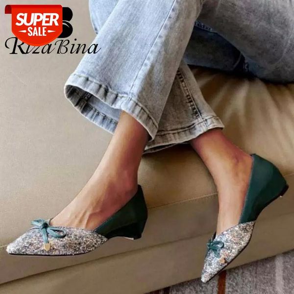 

rizabina women flats shoes fashion patchwork sweet bowknot shoes women pointed toe stylish party easy match footwear size 34-39 #ve49