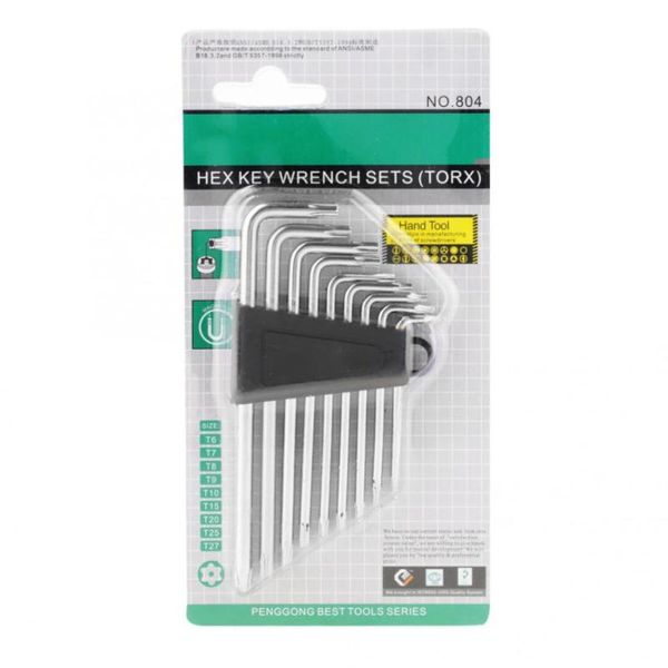 

9pcs small security star hex universal l-shape wrench set hand tools repair tools set