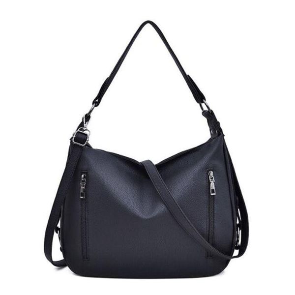 

fashion bag women's hobos black handbags for women leather shoulder bag 2 zippers classic style ladies hand crossbody l9-279