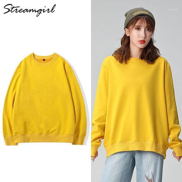 

oversize sweatshirt women pullover plus size spring autumn solid yellow women sweatshirt cotton thin sweatshirts ladies 20201, Black