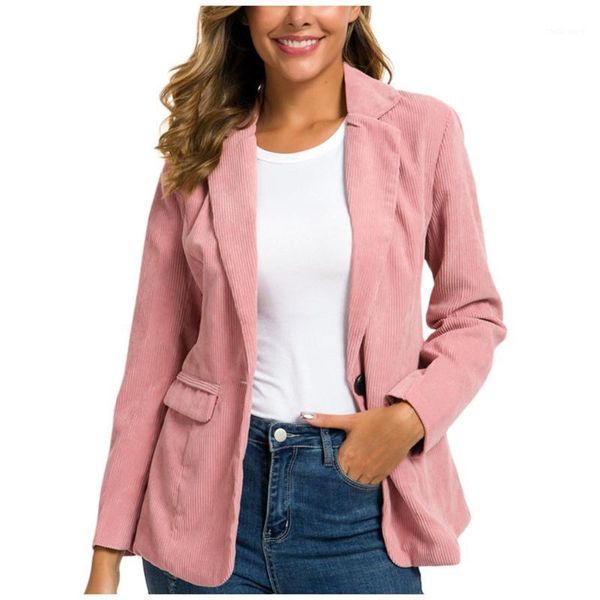 

blazer coats women spring corduroy suit jacket ladies turn-down collar coat outwear cardigan 2020, White;black