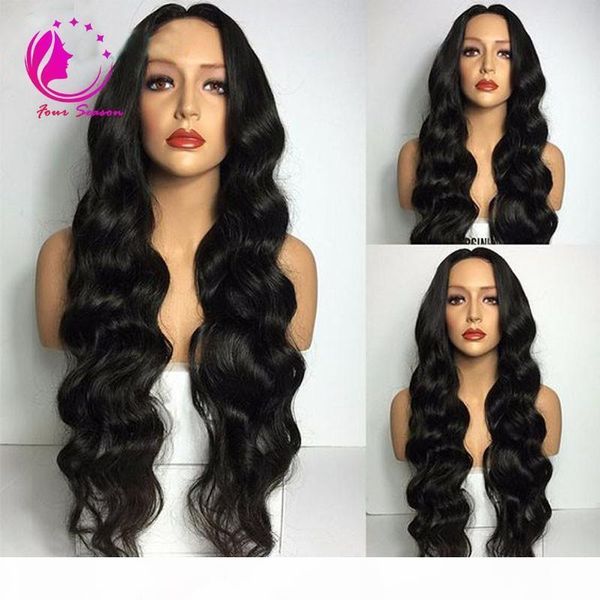 

virgin brazilian glueless silk full lace wigs wavy silk lace front human hair wig with baby hair for black women, Black;brown