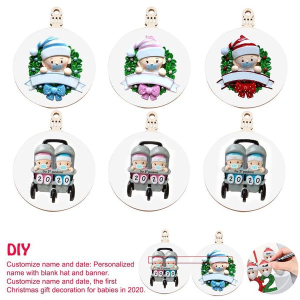 

2020 christmas ornament personalized baby gifts christmas wooden pendent diy name blessing party gifts hanging decoration latest qylvuz