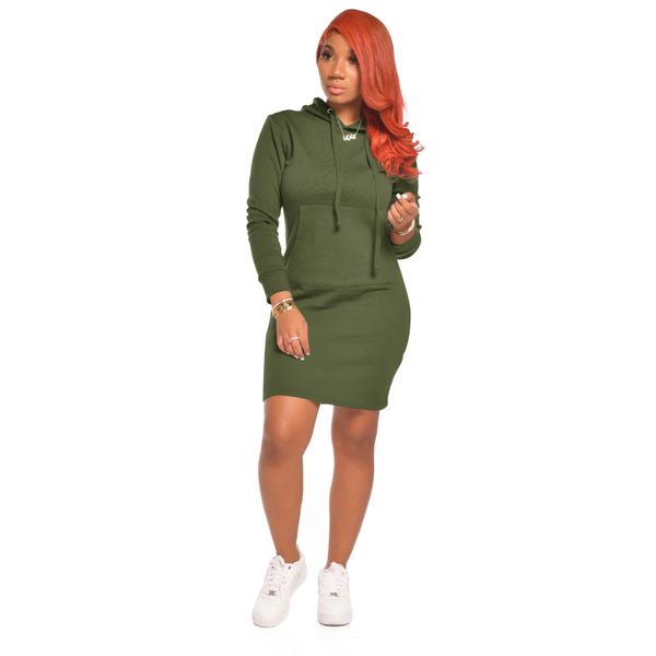 

женщины вязать толстовки платье сплит с длинным рукавом толстовка с капюшоном карман famale wide талией одежда, Black;gray