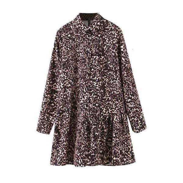 

leopard new autumn print long fashion sleeve dress, Black;gray